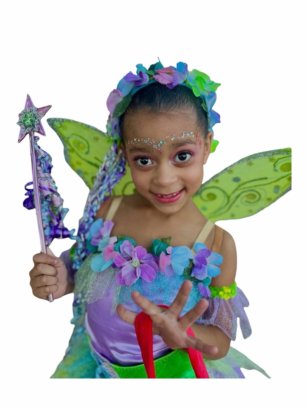 Girls Handmade Fairy Dress up Halloween Costume Outfit Wings Flower Crown